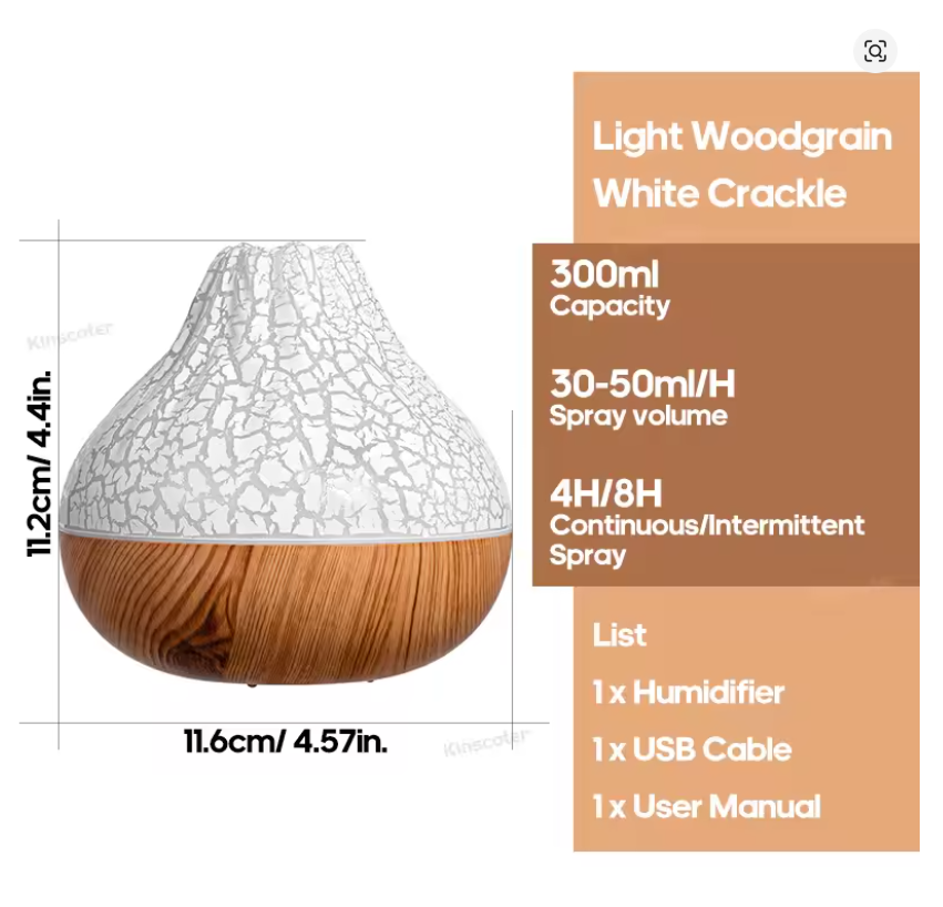 Mini USB Aroma Diffuser & Luchtbevochtiger – 300ML met LED Verlichting