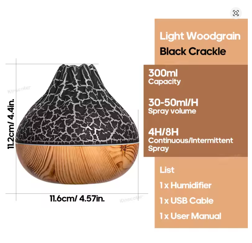 Mini USB Aroma Diffuser & Luchtbevochtiger – 300ML met LED Verlichting